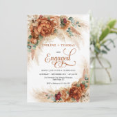 Boho verbrand oranje koperen bloemen pampas eucaly kaart (Staand voorkant)