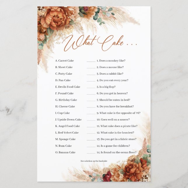 Boho verbrand oranje koperen florapampas What Cake (Voorkant)