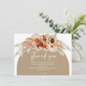 Boho verbrand oranje terracotta koperen florarch bedankkaart (Staand voorkant)