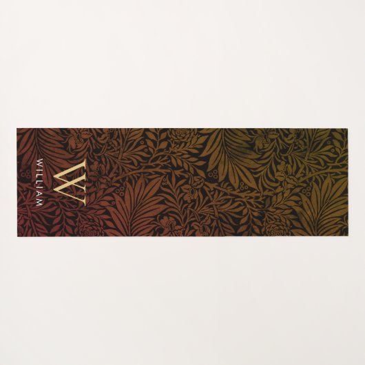 Boho Verbrand Sinaasappel Bloemen Goud Monogram Na Yogamat (Achterkant (horizontaal))