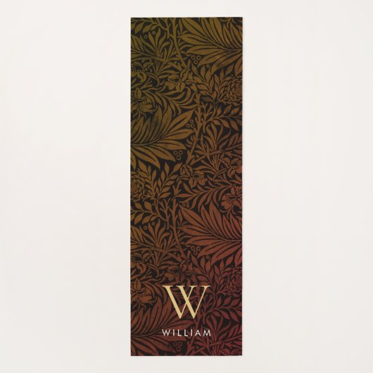 Boho Verbrand Sinaasappel Bloemen Goud Monogram Na Yogamat (Achterkant)