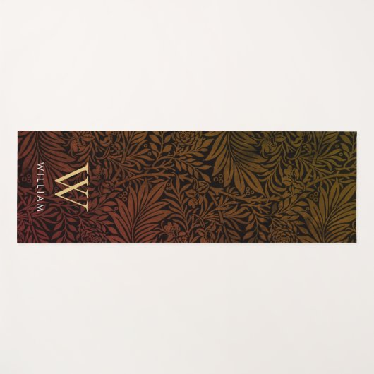 Boho Verbrand Sinaasappel Bloemen Goud Monogram Na Yogamat (Voorkant (horizontaal))