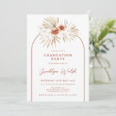 Boho Verbrand Sinaasappel Bloemenboog Afstuderen Kaart (Staand voorkant)