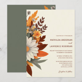 Boho Verbrand Sinaasappel Terracotta Bloemen Huwel Kaart