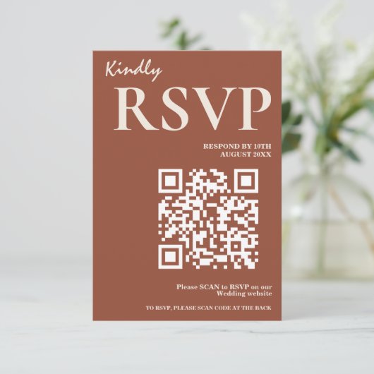 Boho Verbrand Sinaasappel Terracotta Rustiek Huwel Informatiekaartje (Staand voorkant)