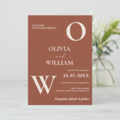 Boho Verbrand Sinaasappel Terracotta Rustiek Huwel Kaart (Staand voorkant)