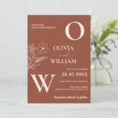 Boho Verbrand Sinaasappel Terracotta Rustiek Huwel Kaart (Staand voorkant)