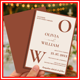 Boho Verbrand Sinaasappel Terracotta Rustiek Huwel Kaart