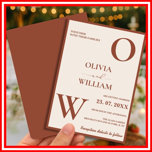 Boho Verbrand Sinaasappel Terracotta Rustiek Huwel Kaart