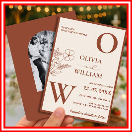 Boho Verbrand Sinaasappel Terracotta Rustiek Huwel Kaart