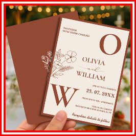 Boho Verbrand Sinaasappel Terracotta Rustiek Huwel Kaart