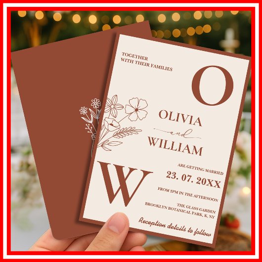 Boho Verbrand Sinaasappel Terracotta Rustiek Huwel Kaart