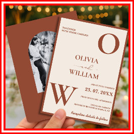 Boho Verbrand Sinaasappel Terracotta Rustiek Huwel Kaart