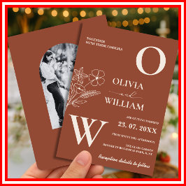 Boho Verbrand Sinaasappel Terracotta Rustiek Huwel Kaart