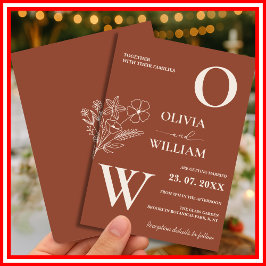 Boho Verbrand Sinaasappel Terracotta Rustiek Huwel Kaart