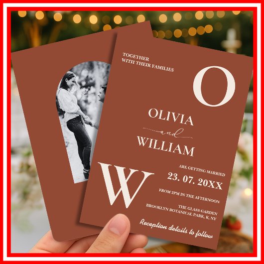 Boho Verbrand Sinaasappel Terracotta Rustieke Foto Kaart