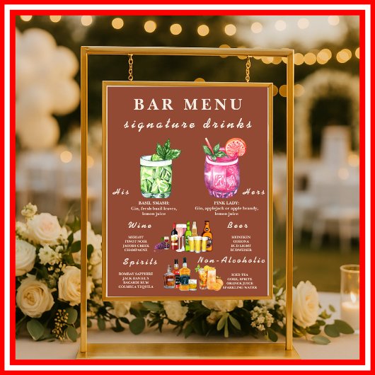 Boho Verbrand Sinaasappel Terracotta Wedding Bar M Poster