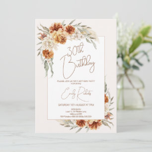 Boho verbrandde Oranje Floral met Lijst op zaterda Kaart