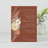 BOHO Verbrandde Oranje Herfst Floral Pampas Grass Kaart (Staand voorkant)