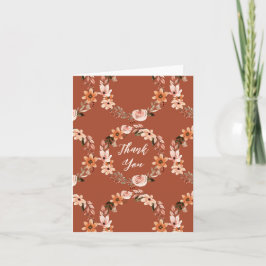 Boho verbrande Oranje bloemenkrans Notitiekaartje