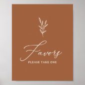 Boho verbrande oranje bruiloft favorieten bord poster (Voorkant)