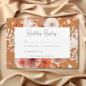 Boho Verbrande Oranje Herfst Bloemen Monogram Roes RSVP Kaartje