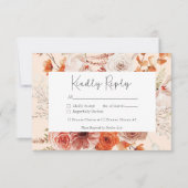 Boho verbrande Oranje Herfst bloemmogram perzik RSVP Kaartje (Voorkant)