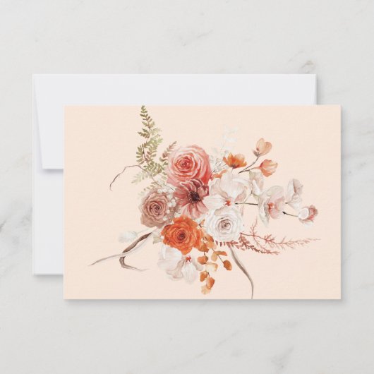 Boho verbrande Oranje Herfst bloemmogram perzik RSVP Kaartje (Achterkant)