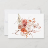 Boho verbrande Oranje Herfst Floral Monogram Wit RSVP Kaartje (Achterkant)