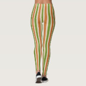 Boho Verbrande Oranje Salie Groene Retro Gestreep Leggings (Achterkant)