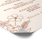 Boho Verbrande Oranje Wilde Bloemen Bruiloft Bar M Poster (Hoek)