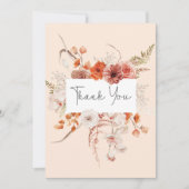 Boho verbrande Sinaasappel bloemboog monogram perz Bedankkaart (Voorkant)