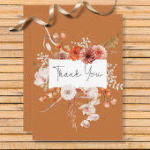 Boho verbrande Sinaasappel bloemboog monogram roes Bedankkaart