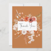 Boho verbrande Sinaasappel bloemboog monogram roes Bedankkaart (Voorkant)