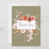 Boho verbrande Sinaasappel bloemboog monogram sali Bedankkaart (Voorkant)