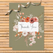 Boho verbrande Sinaasappel bloemboog monogram sali Bedankkaart