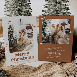 Boho Verbrande Sinaasappel Boog Kerstmis Foto Feestdagenkaart