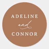 Boho verbrande Sinaasappel kalligrafie bruiloft Ronde Sticker (Voorkant)