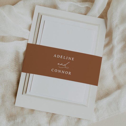 Boho verbrande Sinaasappel kalligrafie bruiloft Uitnodigingen Wikkel