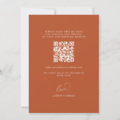 Boho verbrande Sinaasappel QR code bruiloft Save The Date (Achterkant)