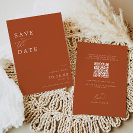 Boho verbrande Sinaasappel QR code bruiloft Save The Date
