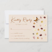 Boho verbrande Sinaasappel Wildflower RSVP Kaartje (Voorkant)