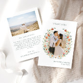 Boho verbrande sinaasappels bloemenkrans Trouwfoto Bedankkaart