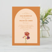 Boho verbrande Sinaasappels boog Wildflower Monogr Kaart (Staand voorkant)