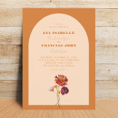 Boho verbrande Sinaasappels boog Wildflower Monogr Kaart