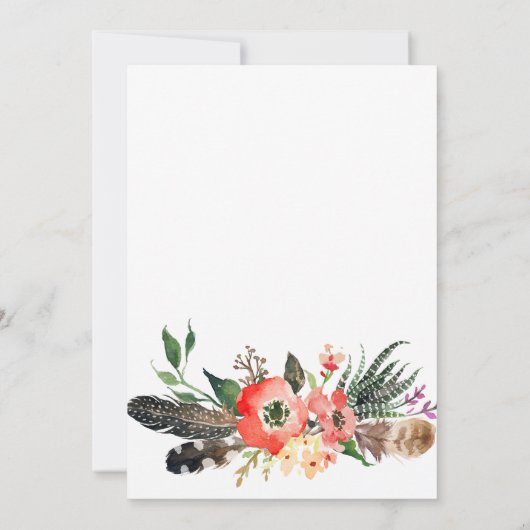 Boho veren Baby shower Uitnodiging (Achterkant)