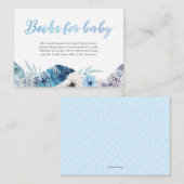 Boho veren blauw Boeken voor baby Baby shower Kaar Informatiekaartje (Voorkant / Achterkant)