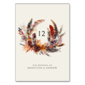 Boho veren bloemenkrans herfst bruiloft kaart (Achterkant)