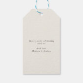 Boho veren bloemenkrans monogram bruiloft cadeaulabel (Achterkant)