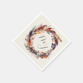 Boho veren bloemenkrans monogram bruiloft servet (Hoek)